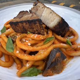 Bucatini with pork belly