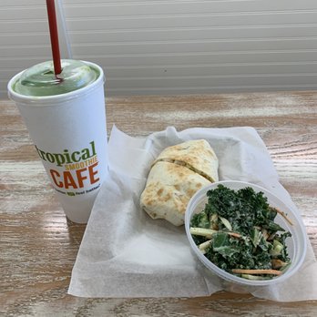 Tropical Smoothie Cafe - Buffalo chicken wrap with coleslaw and island green smoothie - Sandwiches Near Me - Knoxville, Tennessee Tropical Smoothie Cafe - Buffalo chicken wrap with coleslaw and island green smoothie - Sandwiches Near Me - Knoxville, Tennessee