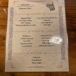 Side 1 drink menu