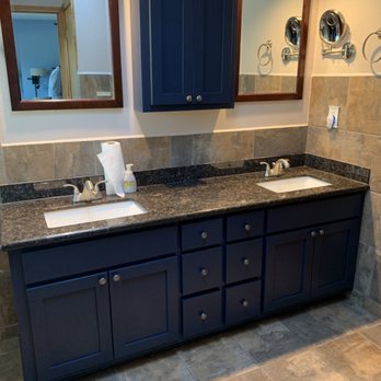 Monarch Contracting - New bathroom cabinets paint grade, stone countertop. - Countertop Installation Near Me