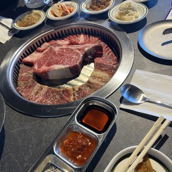 Kotu Korean BBQ - Cowboy Rib eye in the middle, and black angus marinated and hand-cut beef on each side - Korean Near Me - Tucson, Arizona Kotu Korean BBQ - Cowboy Rib eye in the middle, and black angus marinated and hand-cut beef on each side - Korean Near Me - Tucson, Arizona
