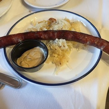 Alpine Chef Restaurant - Smoked beef sausage with sour kraut and spicy mustard. - German Near Me - Fredericksburg, Virginia