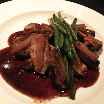 21 West End - Cognac Pork Loin * Roasted pork tenderloin topped with signature cognac demi-glace and caramelized pears served with roasted potat - New American Near Me - Fort Smith, Arkansas