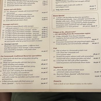 Augustiner Klosterwirt - Menu - Bavarian Near Me - Munich, BY
