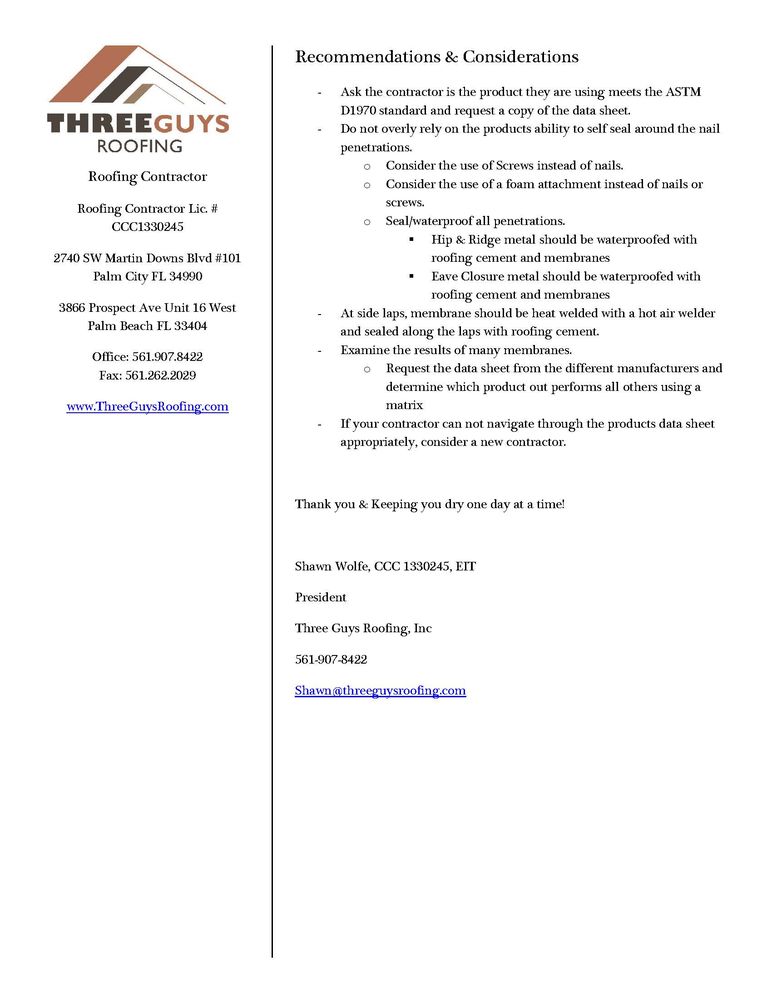 Slide of Three Guys Roofing