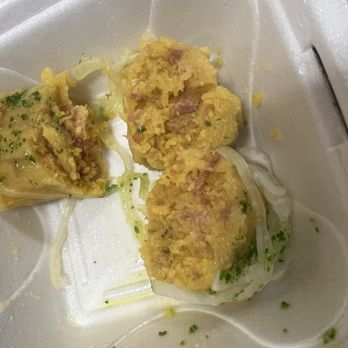 Costa Sur Cuban Cafe - Tamale cut into pieces so I could share with coworkers - Cuban Near Me - Pompano Beach, Florida Costa Sur Cuban Cafe - Tamale cut into pieces so I could share with coworkers - Cuban Near Me - Pompano Beach, Florida