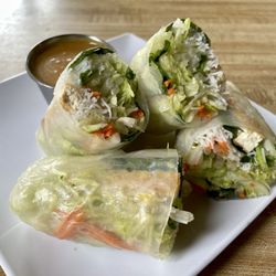 Teriyaki Thai ETC - Fresh salad rolls with a delicious peanut sauce served warm. Excellent!