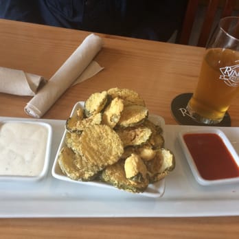 Rincon Brewery - Fried pickles with ranch dressing and spicy sauce - Breweries Near Me - Carpinteria, California Rincon Brewery - Fried pickles with ranch dressing and spicy sauce - Breweries Near Me - Carpinteria, California
