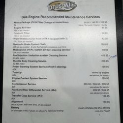 Titus-Will Ford - Service prices