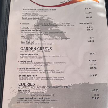 Port Allen Sunset Grill & Bar - Menu - Seafood Near Me - Eleele, Hawaii