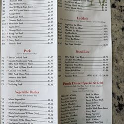 Panda Garden - Menu as of 5/21/26