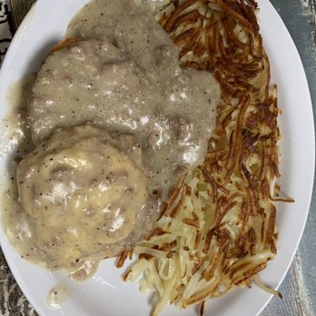 The Skillet - Half order biscuits and gravy with hash browns. - Diners Near Me