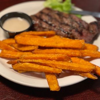 Jefferson Street Grill - Flat iron steak with sweet potatoes Fries - American Near Me - Mount Pleasant, Iowa Jefferson Street Grill - Flat iron steak with sweet potatoes Fries - American Near Me - Mount Pleasant, Iowa