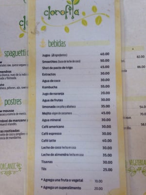 Menu photo 4 Clorofila Playa del Carmen, ROO Menu photo 4 Clorofila Playa del Carmen, ROO