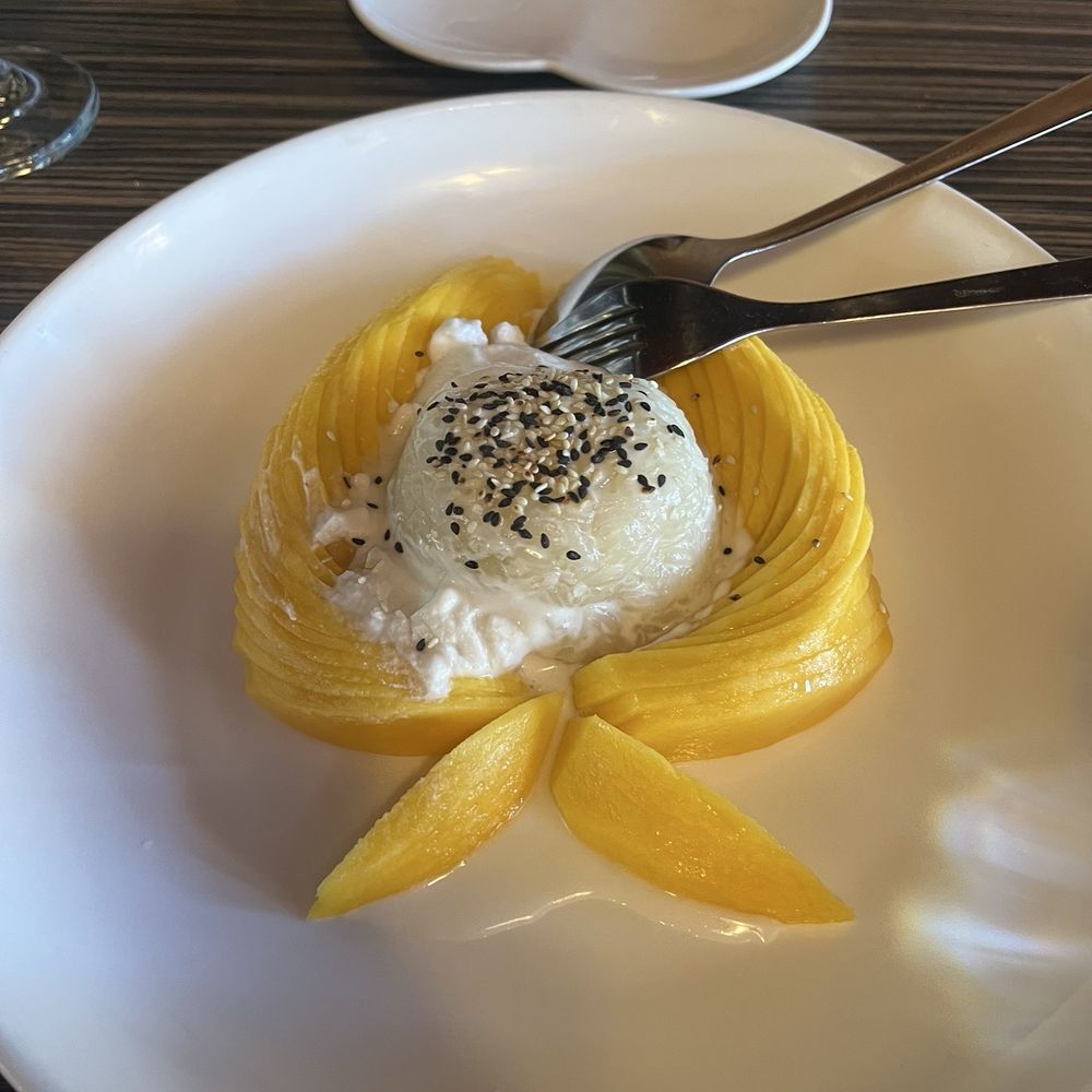 Mint Leaf Cuisine - Sticky rice with mango - Asian Fusion Near Me - Saratoga, California Mint Leaf Cuisine - Sticky rice with mango - Asian Fusion Near Me - Saratoga, California