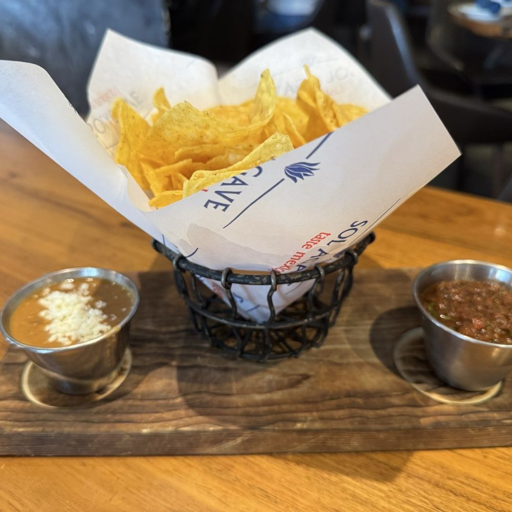 Chips, salsa and bean dip Chips, salsa and bean dip