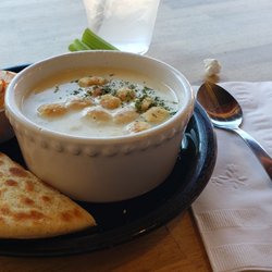 Main Street Coffee - Hummus with pita wedges and clam chowder.