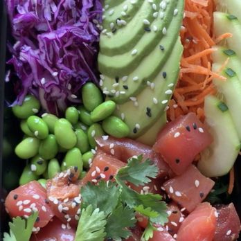 Green Lane - Ahi tuna poke bowl. Comes with a spicy soy sauce & creamy wasabi sauce on the side. - Juice Bars & Smoothies Near Me - Houston, Texas Green Lane - Ahi tuna poke bowl. Comes with a spicy soy sauce & creamy wasabi sauce on the side. - Juice Bars & Smoothies Near Me - Houston, Texas