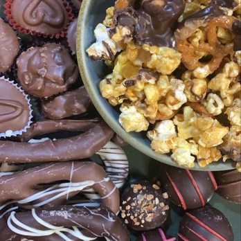 Adirondack Chocolates - Various delicious chocolates and popcorn from another shop! - Candy Stores Near Me - Lake Placid, New York
