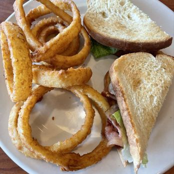 Maitland Breakfast Club - My plate. BLT on sourdough with onion rings. - Breakfast & Brunch Near Me - Altamonte Springs, Florida Maitland Breakfast Club - My plate. BLT on sourdough with onion rings. - Breakfast & Brunch Near Me - Altamonte Springs, Florida