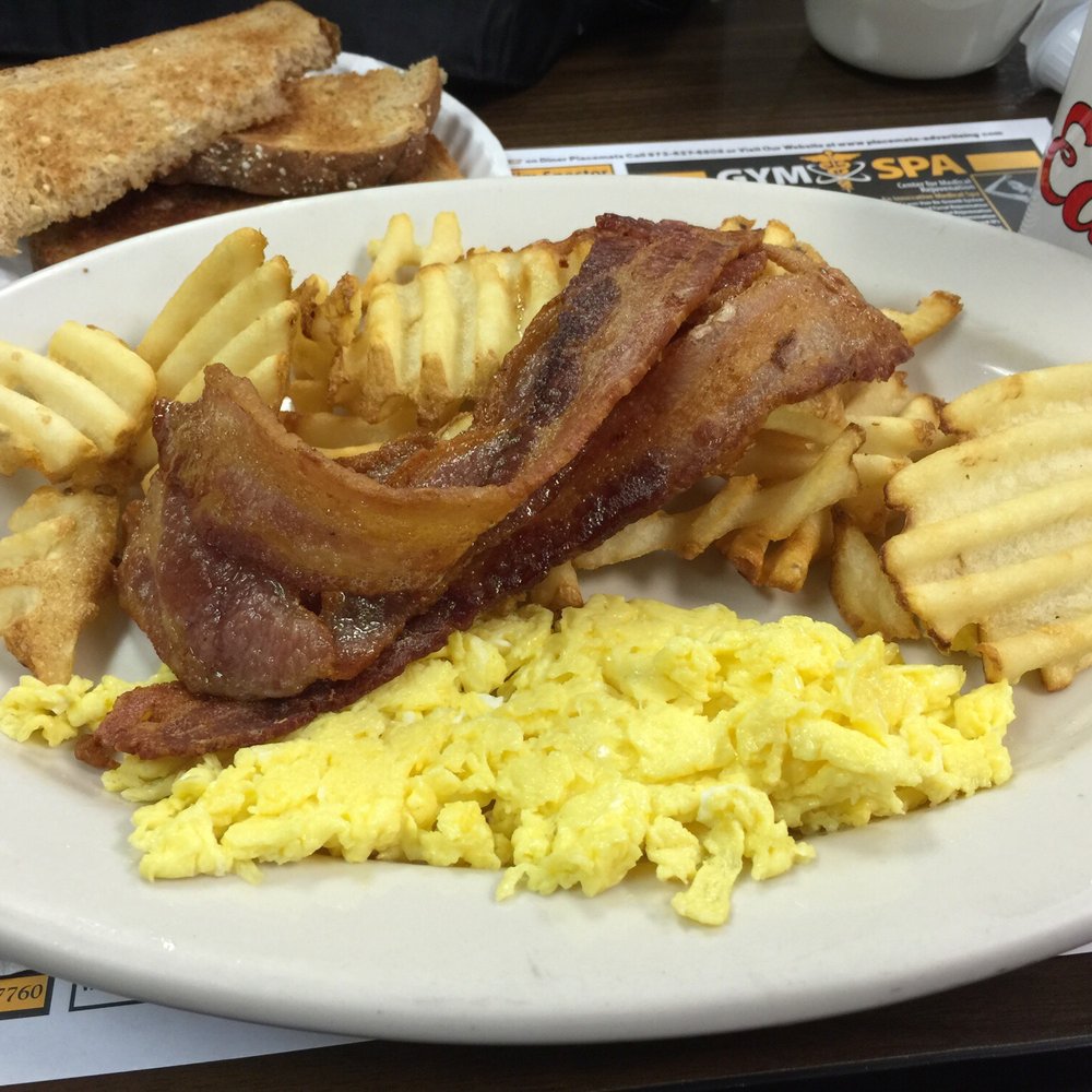 Edie's Luncheonette - 1egg & bacon breakfast with Edie fries and toast. - Diners Near Me - Little Silver, New Jersey Edie's Luncheonette - 1egg & bacon breakfast with Edie fries and toast. - Diners Near Me - Little Silver, New Jersey