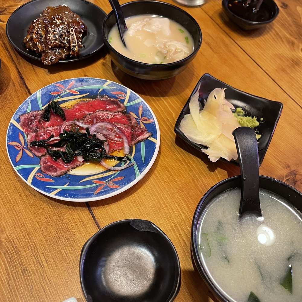 Sushi Toshi - Beef tataki, Korean short ribs, miso soup, wonton soup - Japanese Near Me - Edmonton, Alberta