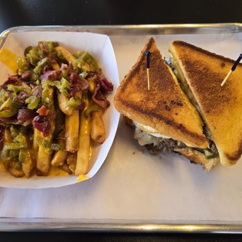 Edmond's Burgers & More - Jaden's Burger with cheese fries. - American Near Me - Plano, Texas