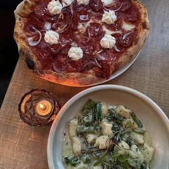 Claudio's - Calabrese pizza & gnocchi pesto - Italian Near Me - Burnaby, British Columbia Claudio's - Calabrese pizza & gnocchi pesto - Italian Near Me - Burnaby, British Columbia