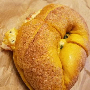 Bagels 'n Grinds - Garden State bagel made with a French toast bagel - Breakfast & Brunch Near Me - Hanover, Maryland Bagels 'n Grinds - Garden State bagel made with a French toast bagel - Breakfast & Brunch Near Me - Hanover, Maryland