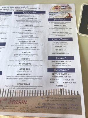 Menu photo 6 Obie's By The Sea Rehoboth Beach, DE
