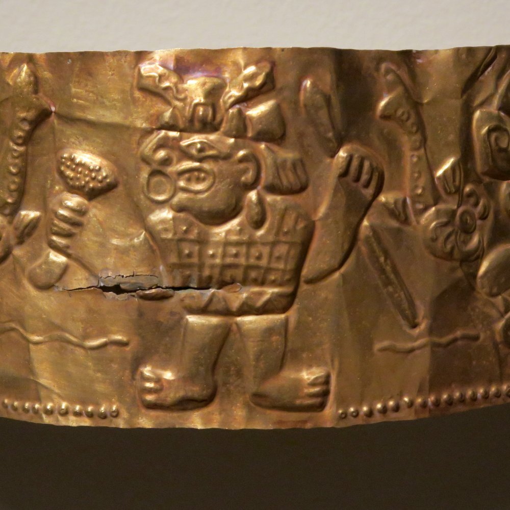 Mint Museum Randolph - Armband with marine motifs; Peru, North Coast, Moche culture; 200-600; gold alloy - Art Museums Near Me - Charlotte, North Carolina Mint Museum Randolph - Armband with marine motifs; Peru, North Coast, Moche culture; 200-600; gold alloy - Art Museums Near Me - Charlotte, North Carolina
