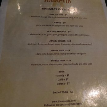 The Ariapita - Cocktail menu - Trinidadian Near Me - Brooklyn, New York The Ariapita - Cocktail menu - Trinidadian Near Me - Brooklyn, New York