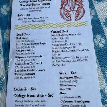 Cabbage Island Clambakes - The drink menu - Seafood Near Me - Boothbay Harbor, Maine Cabbage Island Clambakes - The drink menu - Seafood Near Me - Boothbay Harbor, Maine