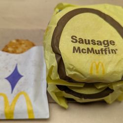 McDonald's - Sausage McMuffin x2 and hash browns
