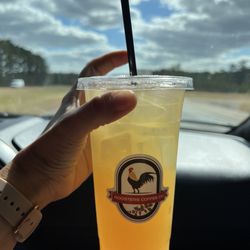 Roosters Coffee - Peach Raspberry, and OJ Iced Tea
