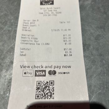 St. Burch Tavern - Crazy price for a single drink, even considering what it was. - New American Near Me - Iowa City, Iowa St. Burch Tavern - Crazy price for a single drink, even considering what it was. - New American Near Me - Iowa City, Iowa