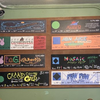 Camber Brewing - Menu 7/2022 - Breweries Near Me - Fraser, Colorado