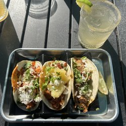 Salsa Mexican Grill - Three tacos and margarita