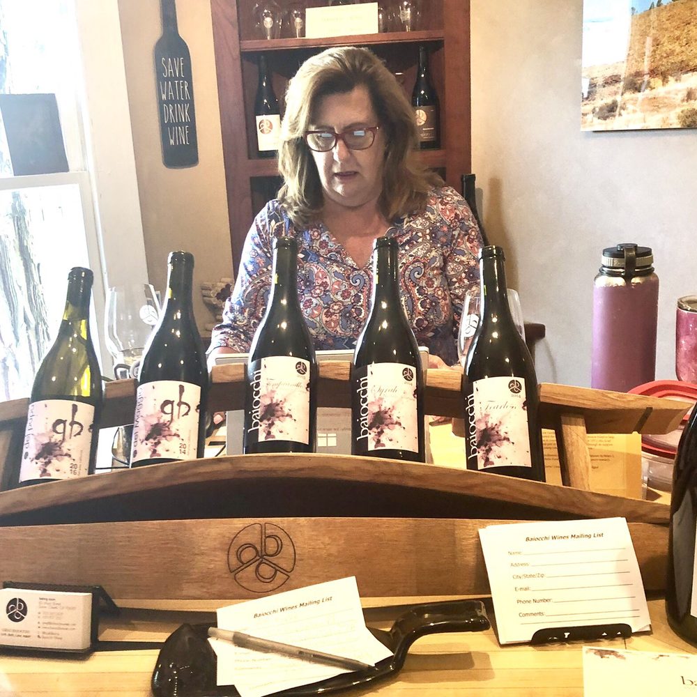 Baiocchi Wines & Vineyards - Eileen is taking care of us, regaling us with the joys of Baiocchi's 2013 Sprezzatura and the 2014 Fearless... - Wineries Near Me - Sutter Creek, California Baiocchi Wines & Vineyards - Eileen is taking care of us, regaling us with the joys of Baiocchi's 2013 Sprezzatura and the 2014 Fearless... - Wineries Near Me - Sutter Creek, California