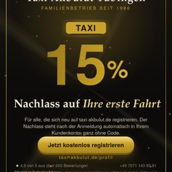 Taxi  Akbulut Tübingen - Cashback für Dienstfahrten die du dann privat Einlösen kannst!