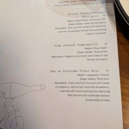 Wine menu as of 05/18/26 Wine menu as of 05/18/26