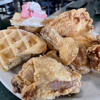 Metro Diner - Chicken and waffles with strawberry butter - Diners Near Me - Pooler, Georgia Metro Diner - Chicken and waffles with strawberry butter - Diners Near Me - Pooler, Georgia