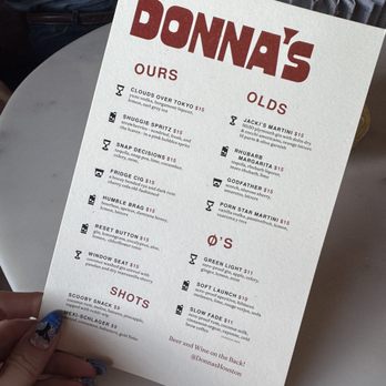 Donna’s - Menu - Cocktail Bars Near Me - Houston, Texas Donna’s - Menu - Cocktail Bars Near Me - Houston, Texas