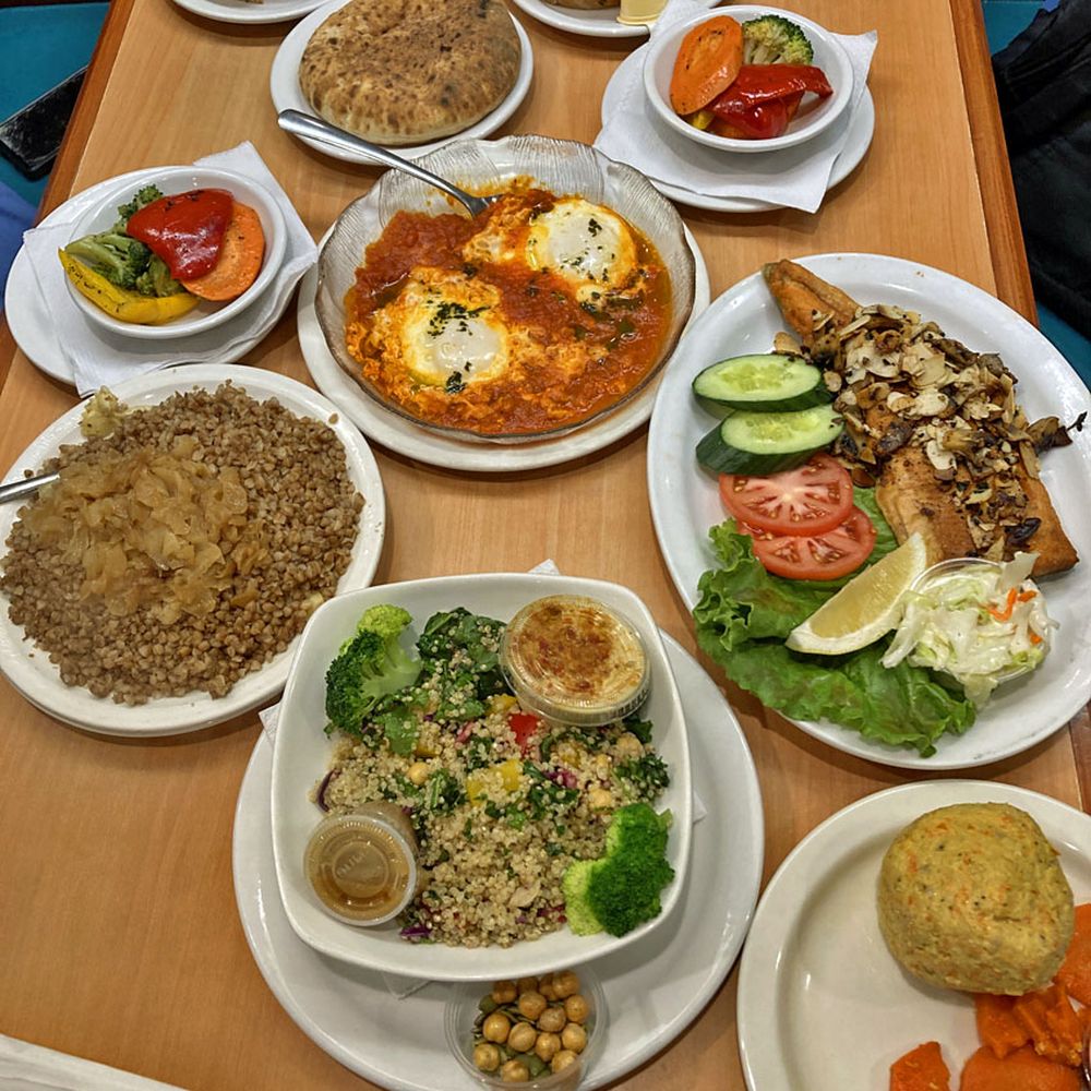 United Bakers Dairy Restaurant - Kasha & Bowties, Shakshouka, Rainbow Trout, Shuk Quinoa Salad, Gefilte Fish - Middle Eastern Near Me - Toronto, Ontario