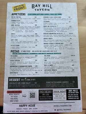 Menu photo 4 Bay Hill Tavern San Diego, CA