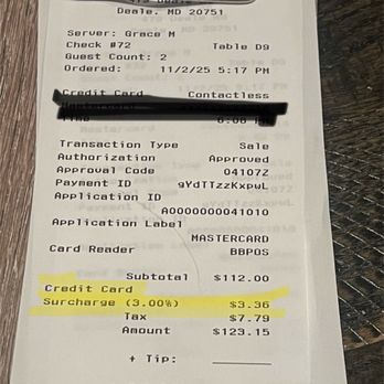 Wharf 38 - The 3% credit card fee - Wine Bars Near Me - Deale, Maryland