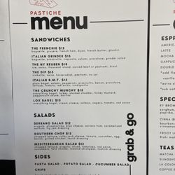 Pastiche Provisions - Sandwich and salad menu