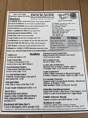 Menu photo 4 Dockside Bar and Grill Marathon, FL