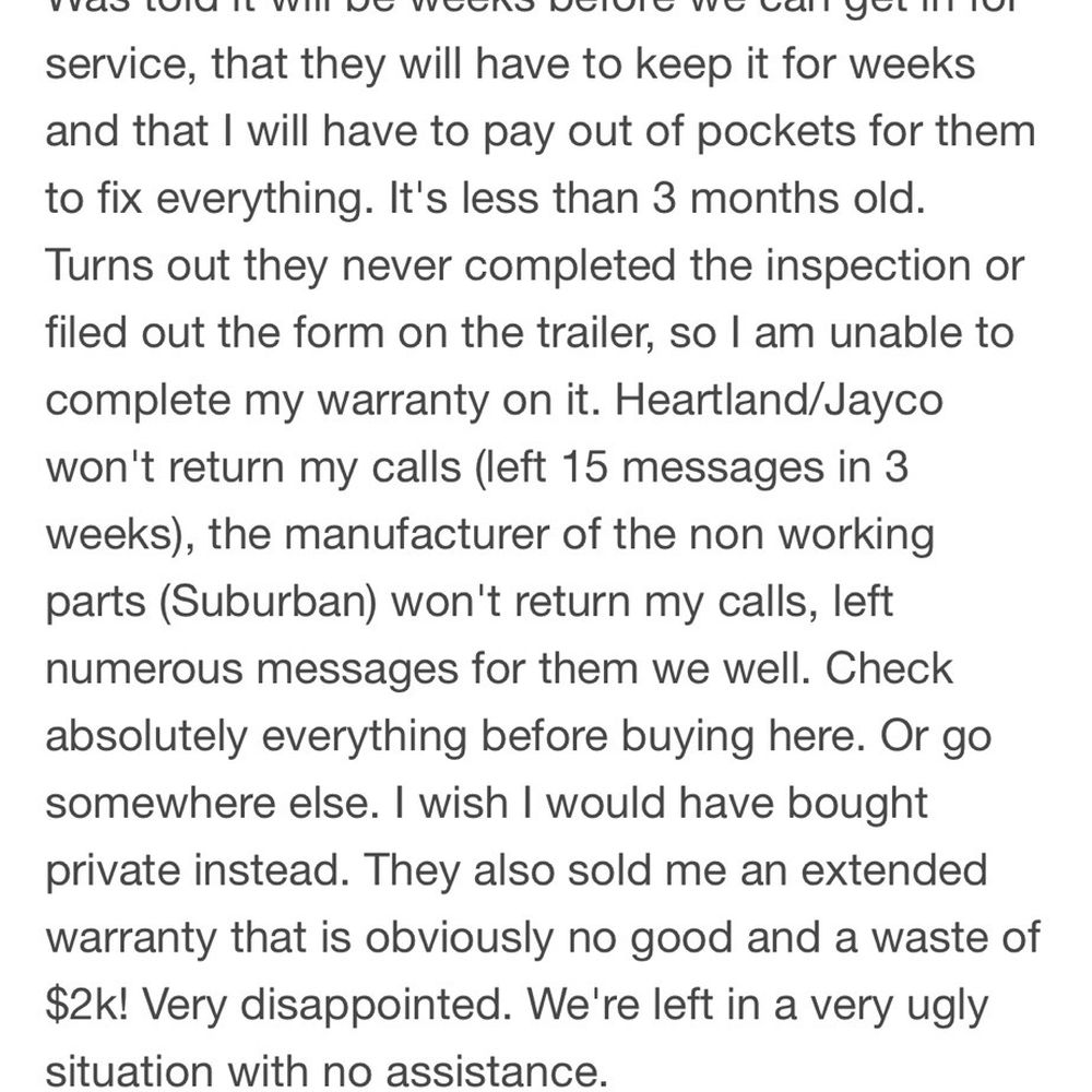 Camping World - Colton - Exact same complaint!Our water heater never worked!Matthew states customers r dumb/he doesn't make mistakes. DO NOT TRUST THEM! - RV Dealers Near Me - Colton, California