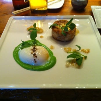 Uchiko Austin - Usagi Tamago: rabbit confit with pea and pear reduction. YUM! - Sushi Bars Near Me - Austin, Texas Uchiko Austin - Usagi Tamago: rabbit confit with pea and pear reduction. YUM! - Sushi Bars Near Me - Austin, Texas